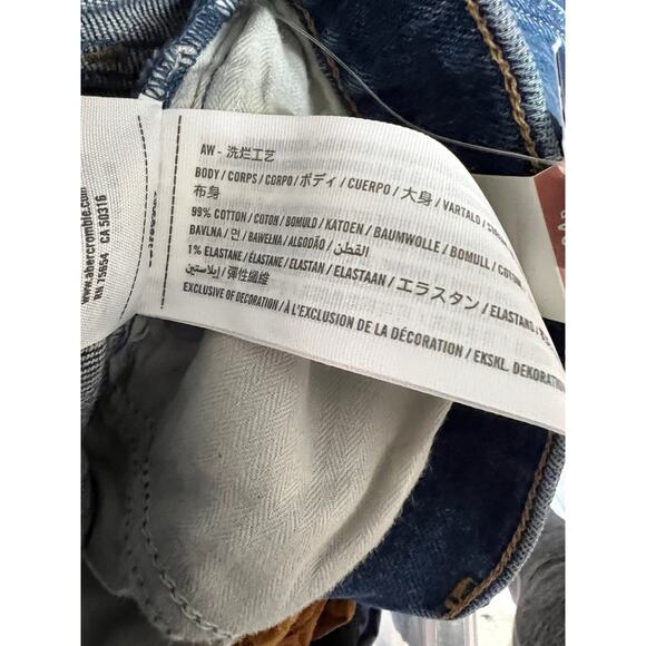 Abercrombie & Fitch Distressed High Rise Mom Jeans Stretch Blue Size 37 Plus 24R - Picture 8 of 8